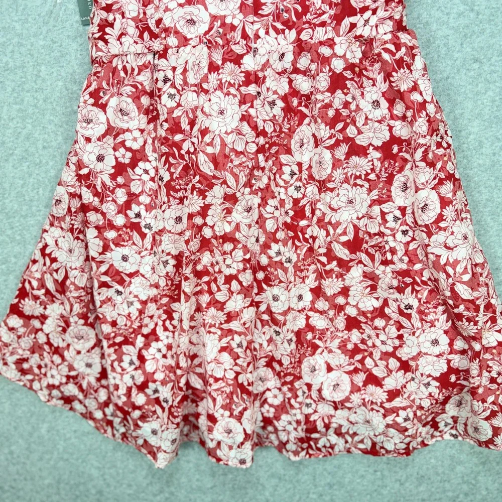 Lane Bryant Floral Dress‎ Women 16 Red V Neck NWT Cottagecore Boho Romantic